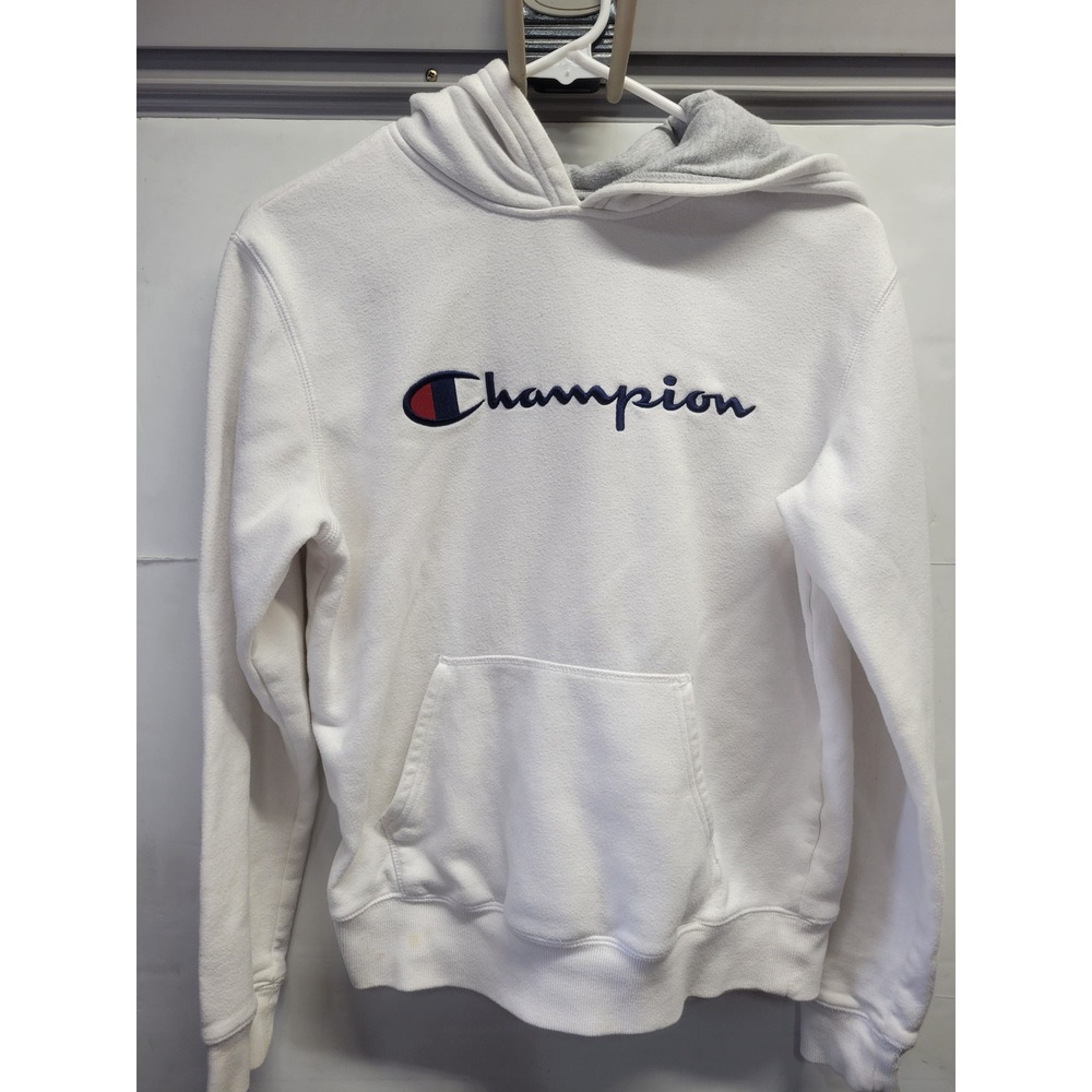 Champion Authentic Athleticwear White Hoodie Embroidered Script Logo XL Pullover